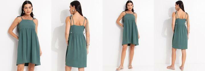 Vestido Verde em Crepe Plano