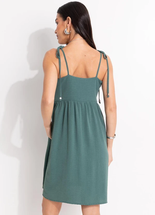 Quintess - Vestido Verde em Crepe Plano 2