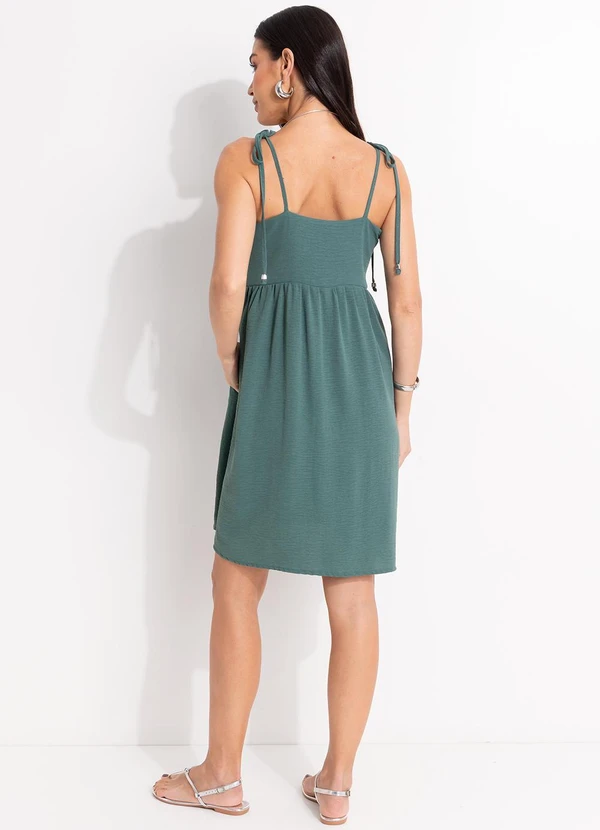 Quintess - Vestido Verde em Crepe Plano 5
