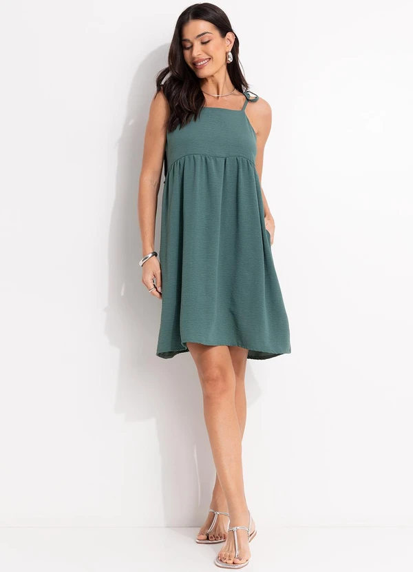 Quintess - Vestido Verde em Crepe Plano 6