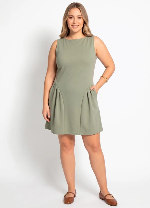 Quintess - Vestido Verde em Malha Crepe