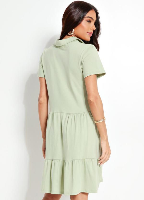 Quintess - Vestido Verde em Malha de Algodão Penteado 4