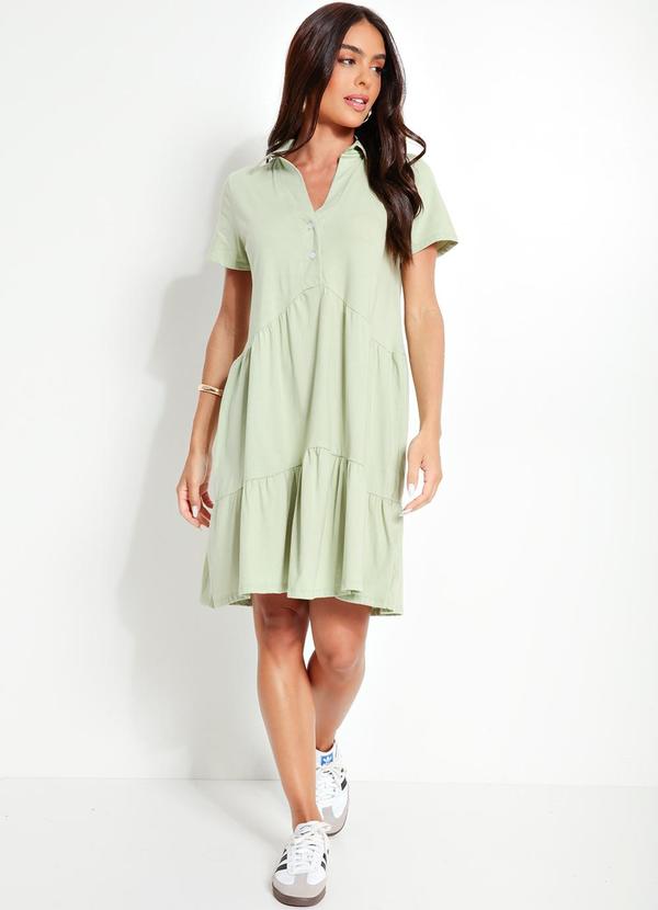 Quintess - Vestido Verde em Malha de Algodão Penteado 3