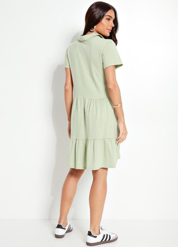 Quintess - Vestido Verde em Malha de Algodão Penteado 2
