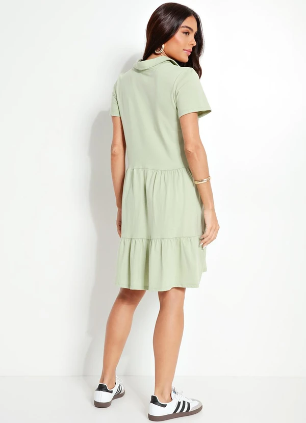 Quintess - Vestido Verde em Malha de Algodão Penteado 4
