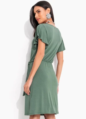 Quintess - Vestido Verde em Malha de Viscose com Elastano - QUINTESS