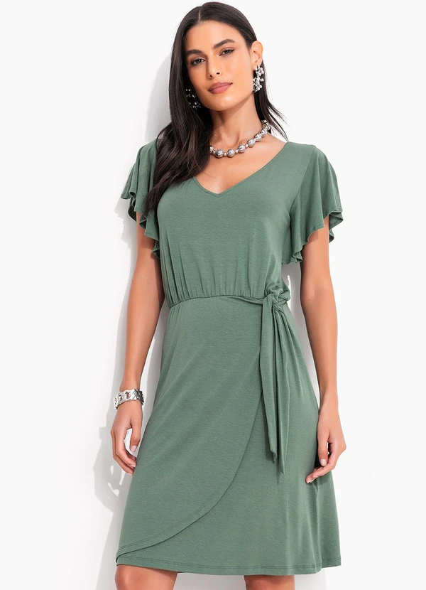 Quintess - Vestido Verde em Malha de Viscose com Elastano 5