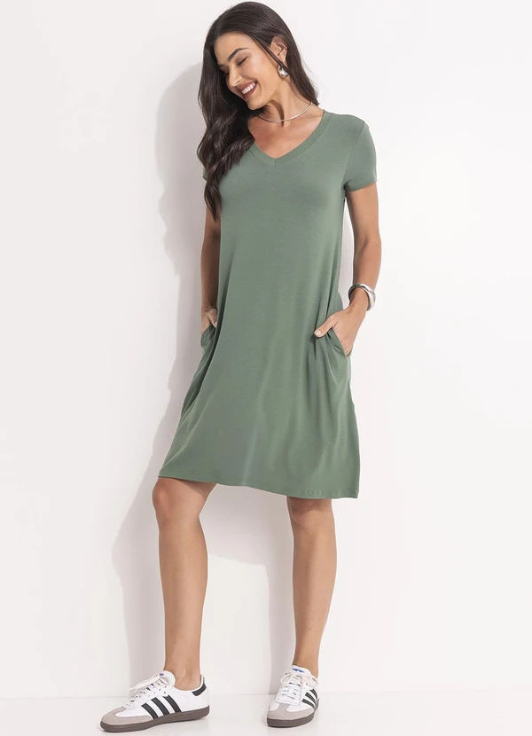 Quintess - Vestido Verde em Malha de Viscose 3