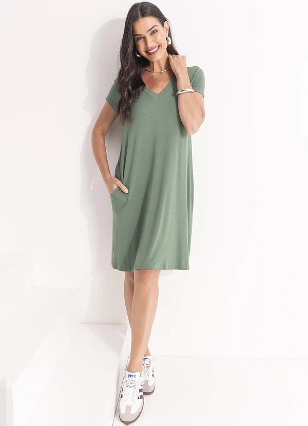 Quintess - Vestido Verde em Malha de Viscose 5