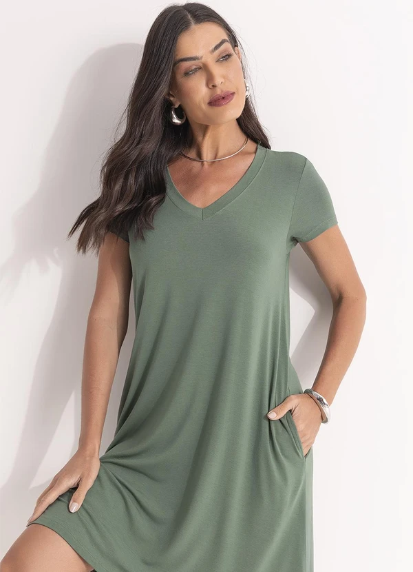 Quintess - Vestido Verde em Malha de Viscose 6