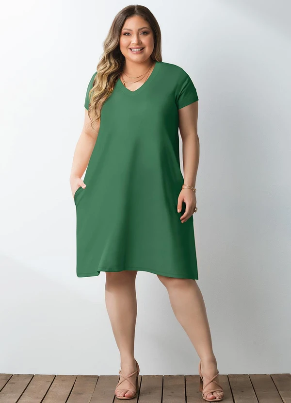 Quintess - Vestido Verde em Malha de Viscose