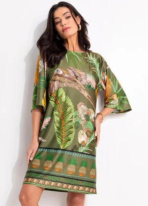 Quintess - Vestido Verde em Malha Fria - QUINTESS