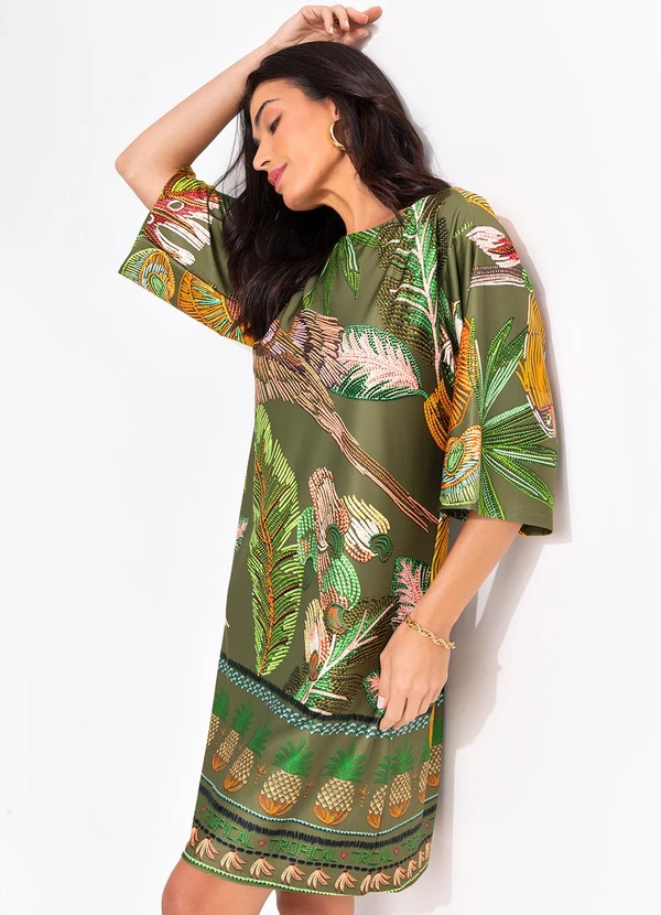 Quintess - Vestido Verde em Malha Fria 5