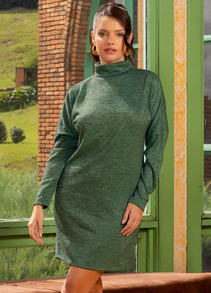 Quintess - Vestido Verde em Malha Tricô - QUINTESS