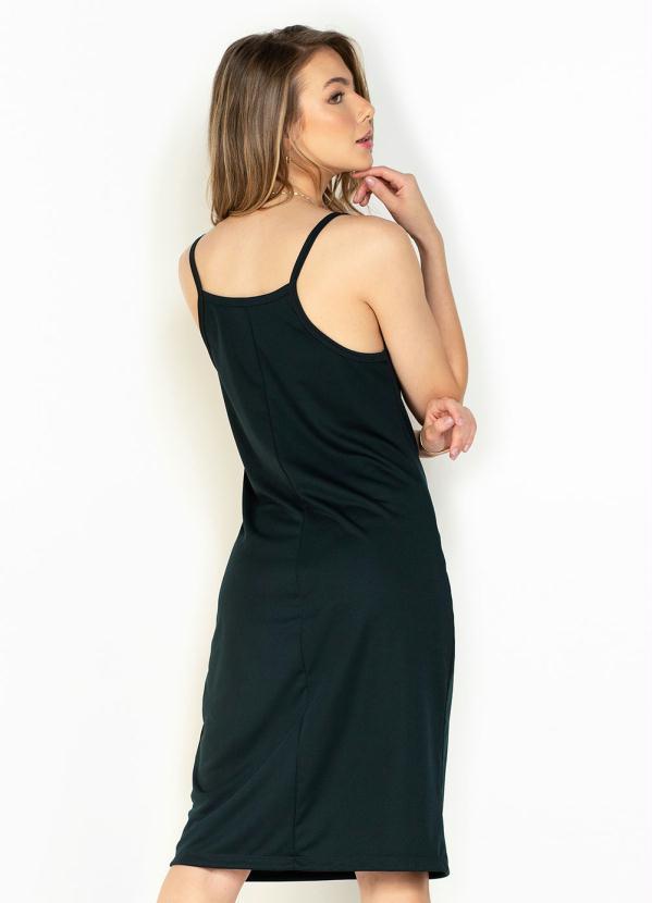 Moda Pop - Vestido Verde Escuro com Alças e Decote Degagê 2