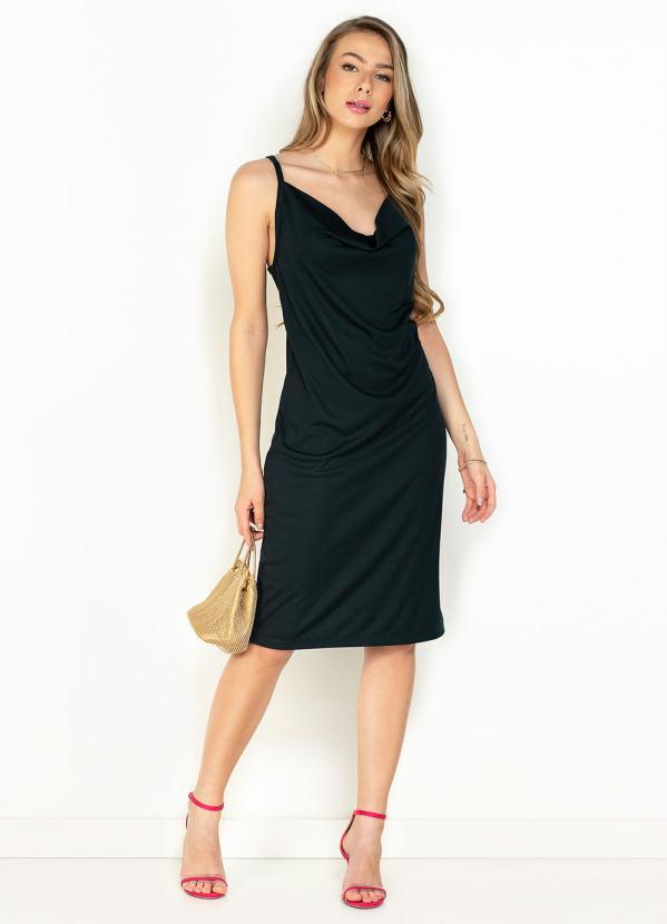 Moda Pop - Vestido Verde Escuro com Alças e Decote Degagê 4