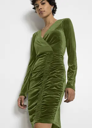bonprix - Vestido Verde Escuro em Malha Plush - BONPRIX