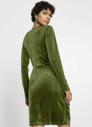 bonprix - Vestido Verde Escuro em Malha Plush - BONPRIX