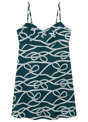 Enfim - Vestido Verde Esmeralda Abstrato Evasê - ENFIM