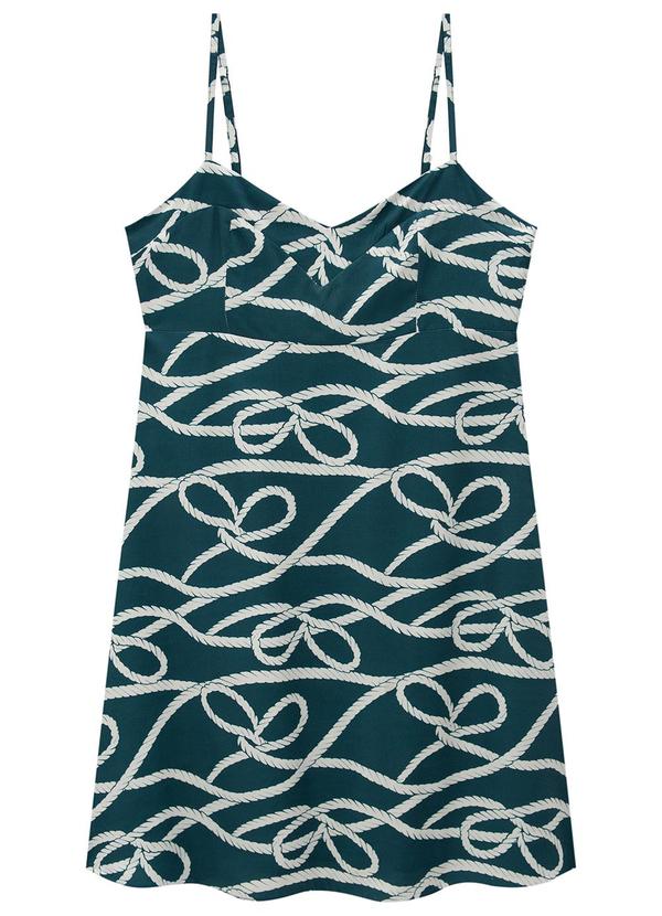 Enfim - Vestido Verde Esmeralda Abstrato Evasê