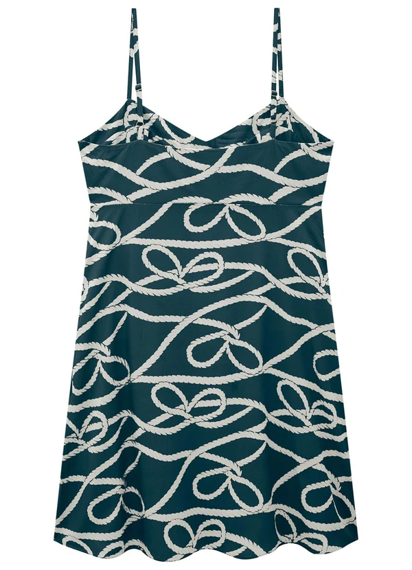 Enfim - Vestido Verde Esmeralda Abstrato Evasê 2