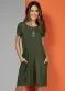 Quintess - Vestido com Bolsos Floral Étnico - variação: Verde Militar