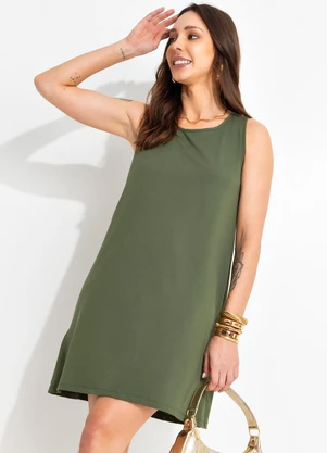 Bimini - Vestido Verde Militar em Malha de Algodão - BIMINI