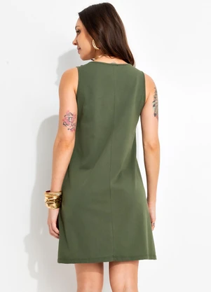 Bimini - Vestido Verde Militar em Malha de Algodão - BIMINI