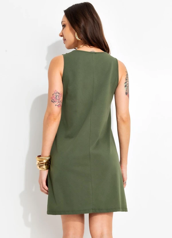 Bimini - Vestido Verde Militar em Malha de Algodão 2