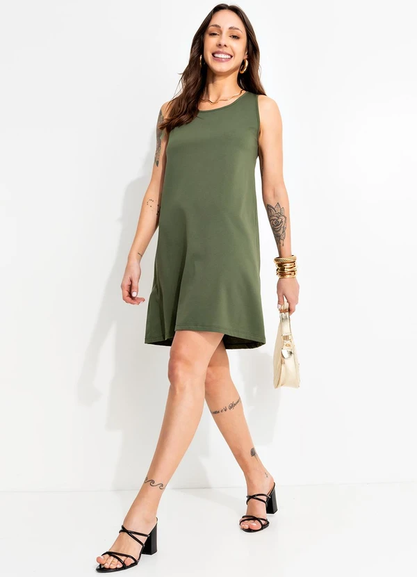 Bimini - Vestido Verde Militar em Malha de Algodão 3