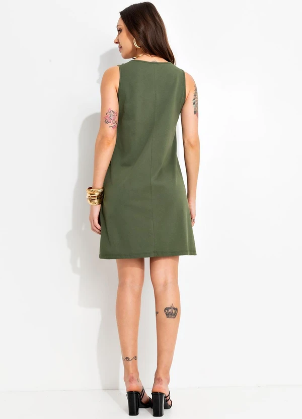 Bimini - Vestido Verde Militar em Malha de Algodão 4