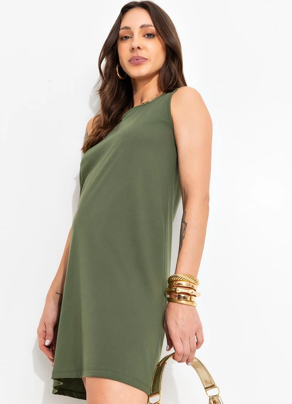 Bimini - Vestido Verde Militar em Malha de Algodão 5