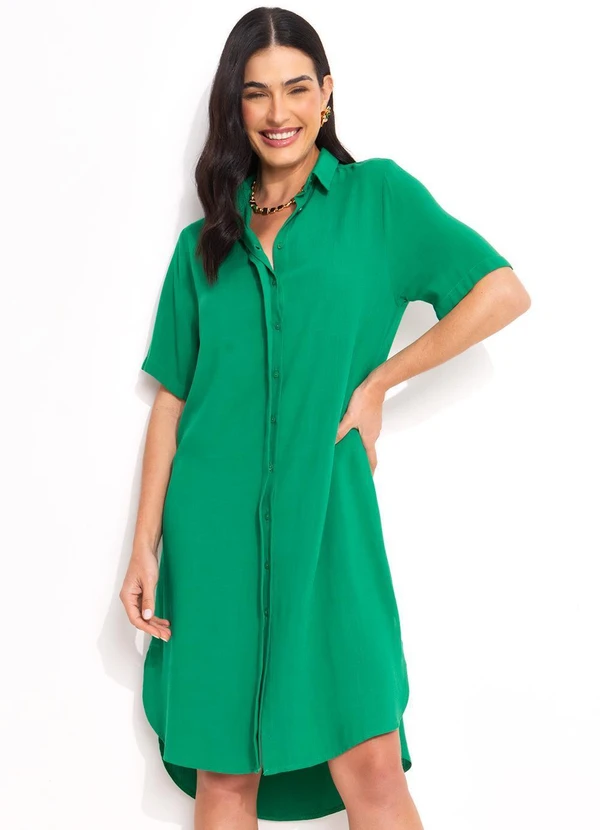 Quintess - Vestido Verde Militar em Viscose Plana 7