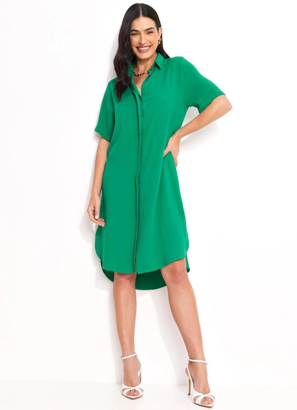 Quintess - Vestido Verde Militar em Viscose Plana 9