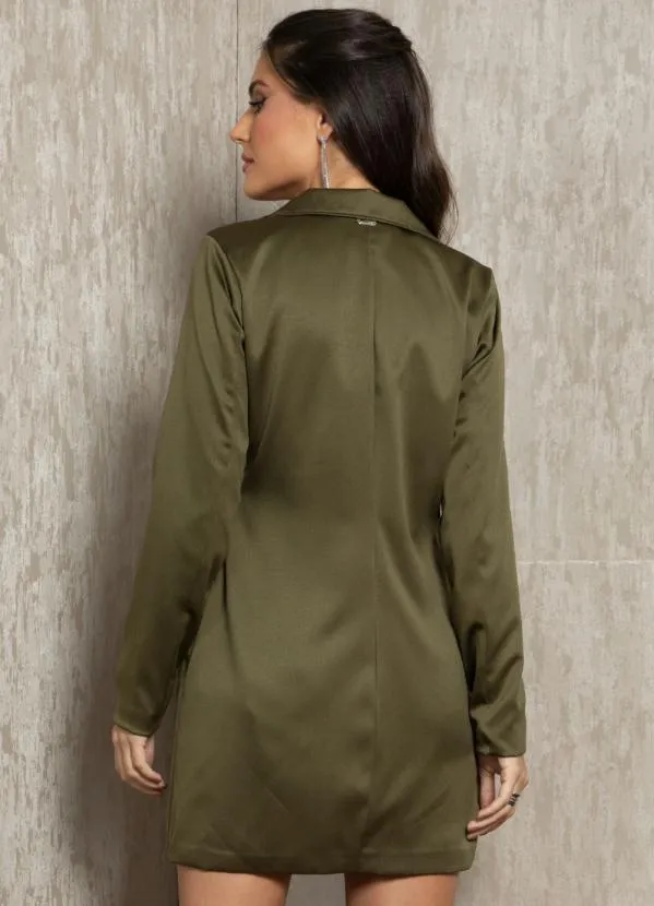Quintess - Vestido Verde Musgo com Bolsos Funcionais 2