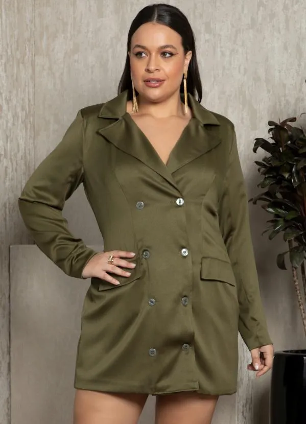 Quintess - Vestido Verde Musgo com Bolsos Funcionais 6