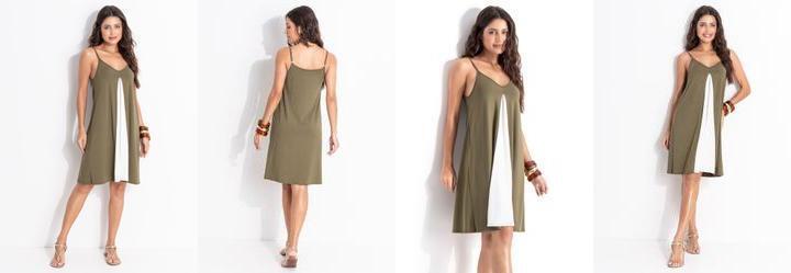 Vestido Verde Oliva em Malha de Viscose