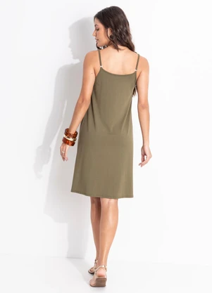 Quintess - Vestido Verde Oliva em Malha de Viscose - QUINTESS
