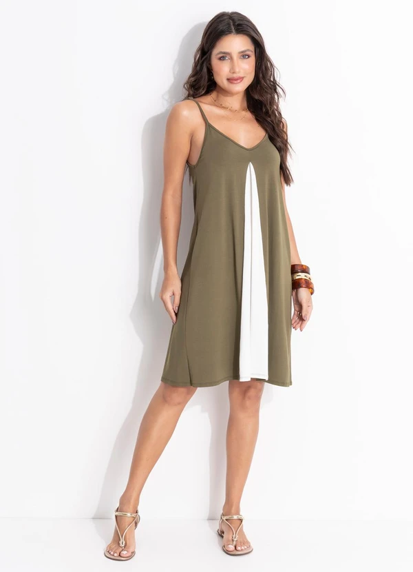Quintess - Vestido Verde Oliva em Malha de Viscose