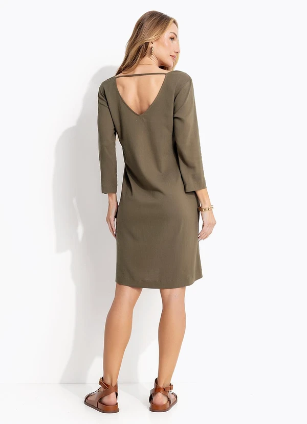 Quintess - Vestido Verde Oliva em Viscose Slub Prime 2