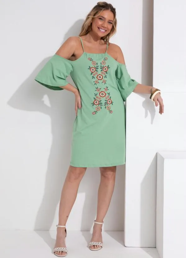 Queima Estoque - Vestido Verde Ombro Vazado 3