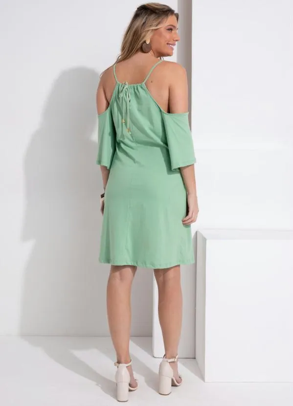 Queima Estoque - Vestido Verde Ombro Vazado 4