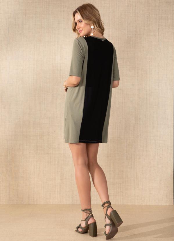 Quintess - Vestido Verde/Preto Preto Curto com Recortes 4