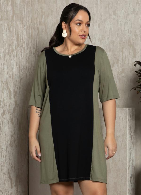 Quintess - Vestido Verde/Preto Preto Curto com Recortes 6