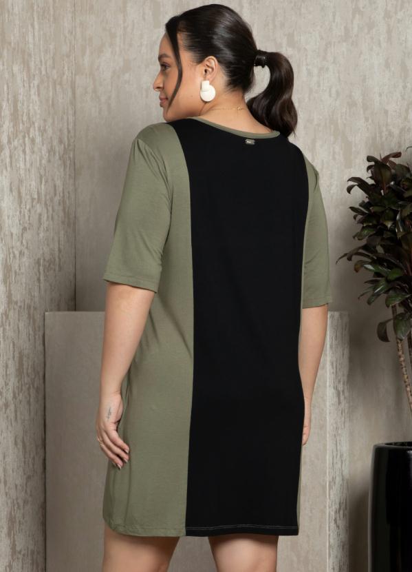 Quintess - Vestido Verde/Preto Preto Curto com Recortes 7