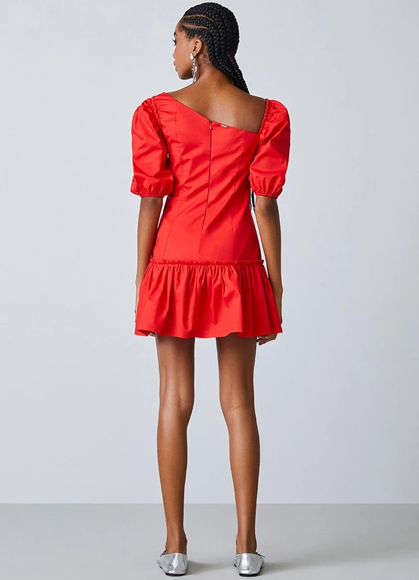 Authoria - Vestido Vermelho com Manga Bufante Vermelho 4