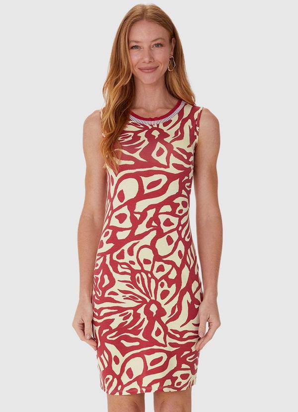 Malwee - Vestido Vermelho Curto Abstrato