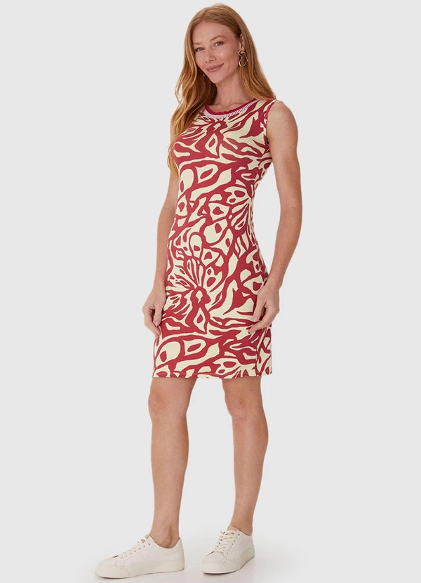 Malwee - Vestido Vermelho Curto Abstrato 3