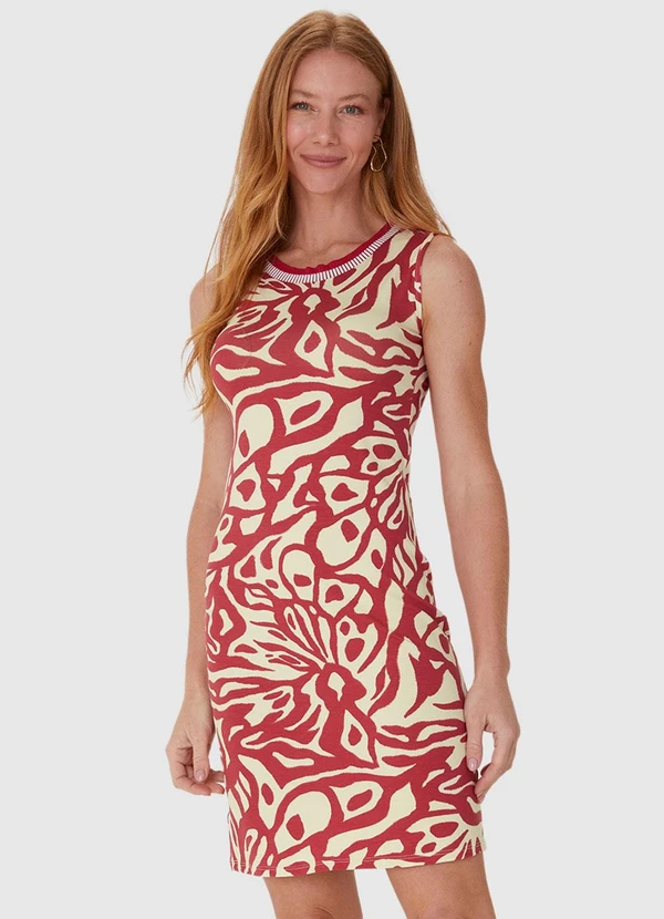 Malwee - Vestido Vermelho Curto Abstrato 4