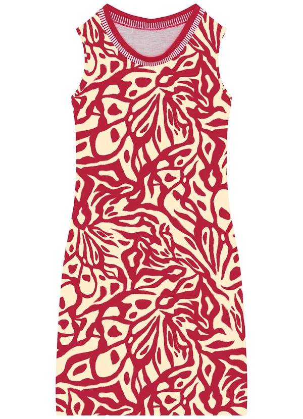 Malwee - Vestido Vermelho Curto Abstrato 6